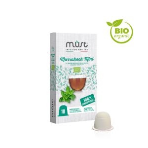 Marrakech-Mint-10-capusle-compostabili-Nespresso-compatibili-te-verde-menta-biologico-foglie